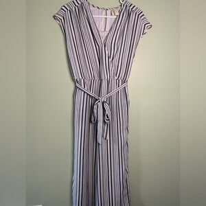 Japna Gray and White Striped Jumpsuit